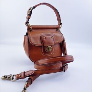 Coach Leather Mini Willis Royal Brown Cognac Cross Body Bag F1269-19886